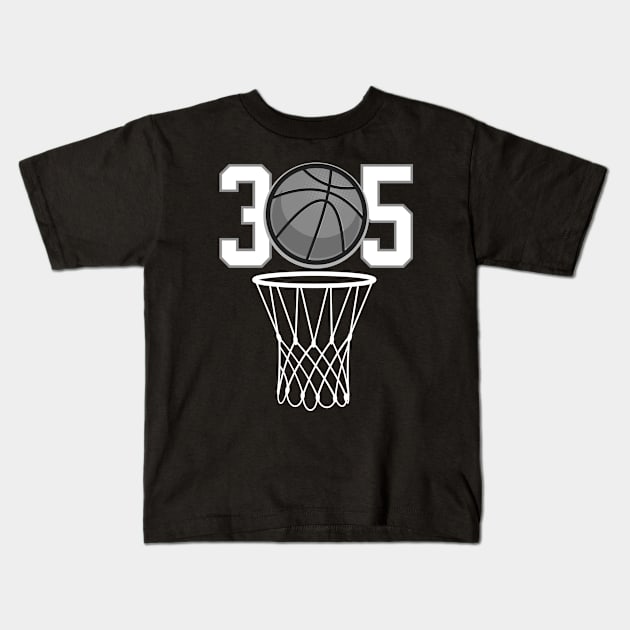 305 Miami Basketball Hoops Kids T-Shirt by Spark of Geniuz